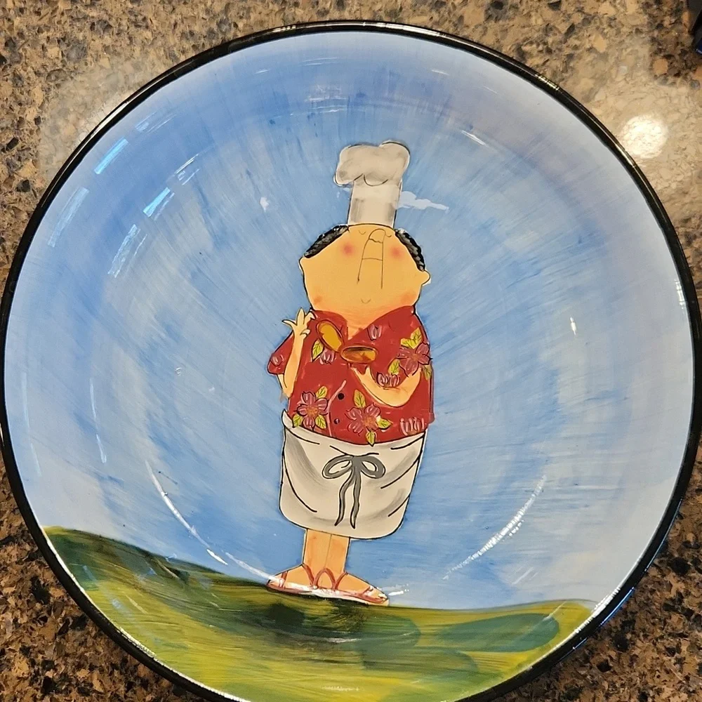 Hand-Painted Chef Serving Bowl